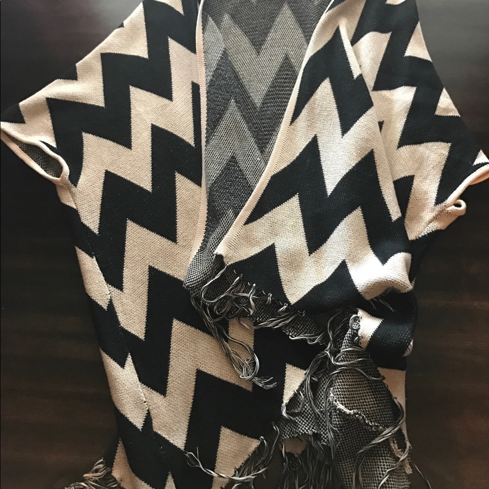 Chevron Kimono - Black-Cream - Oversized